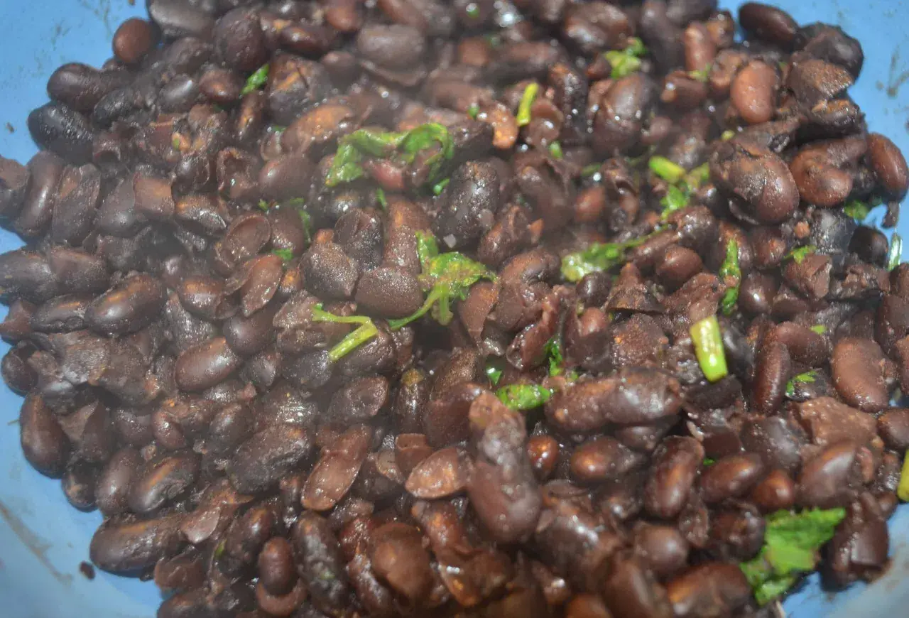 Ein köstliches schwarze bohnen rezept mexikanisch, dampfend und mit frischen Kräutern verfeinert. Perfekt für Burritos oder als Beilage.